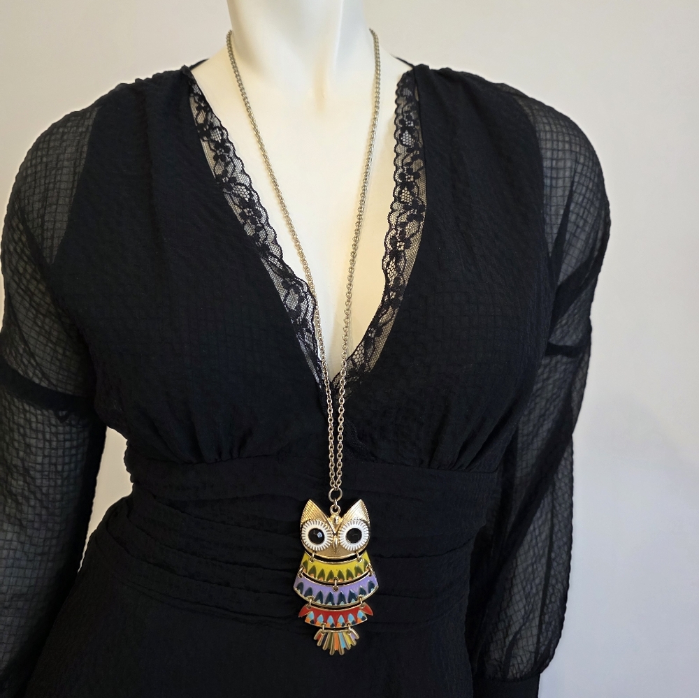 Colorful Owl Pendant Necklace